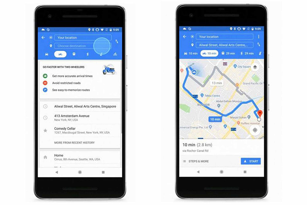 Google Maps versión para motos